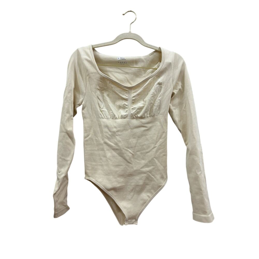 Women’s Long-Sleeve Scoop Neck Bodysuit - Cream